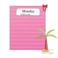 Monday pink notebook vector