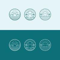 Vector logo template with villa and palm trees - abstract summer and vacation icon and emblem for vacation rentals, travel services, tropical spas and beauty studio. Logo and emblem set