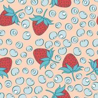 Strawberries seamless pattern design. Beautiful tropical berries background. Tropical fruits and leaves seamless pattern background. Good for prints, wrapping paper, textile and fabric. vector