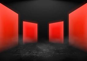 Abstract futuristic red neon light background empty room vector illustration