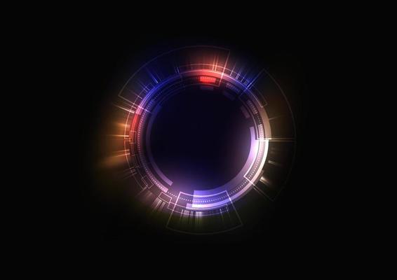 abstract neon circle, ring light technology background