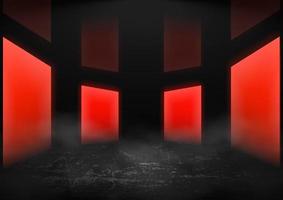 Abstract futuristic red neon light background empty room vector illustration