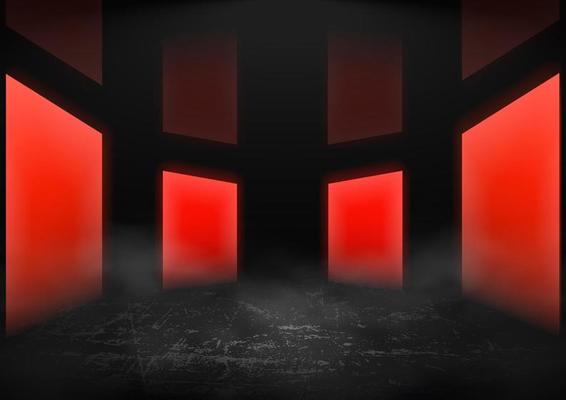 Abstract futuristic red neon light background empty room vector illustration