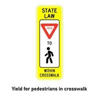 Yield to pedestrians in crosswalk road sign Traffic sign on white background vector