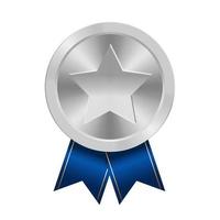 Silver award medal with star Illustration from geometric shapes vector