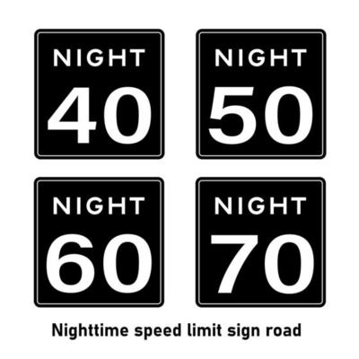 Nighttime speed limit road sign Traffic sign on white background