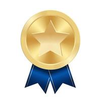 Golden award medal with star Illustration from geometric shapes vector