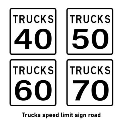 Trucks speed limit road sign Traffic sign on white background