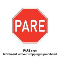 PARE road sign Traffic sign on white background vector