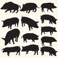 Black pig animal silhouette vector