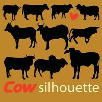 Cow Isolated illustration on Black Silhouette vector