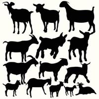 silueta de cabra en iconos negros vector
