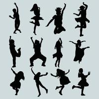 Beautiful Grill Silhouette On Girl Dancing Vector