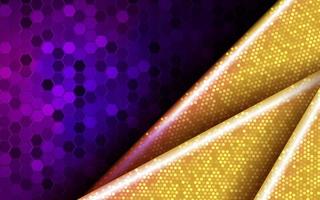 Abstract hexagonal shape background with purple and golden gradient. Decorative element for design vector