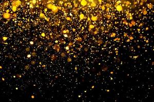 Golden glitter bokeh lighting texture Blurred abstract background for birthday, anniversary, wedding, new year eve or Christmas photo