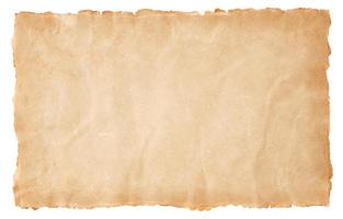 old parchment paper sheet vintage aged or texture isolated on white background photo