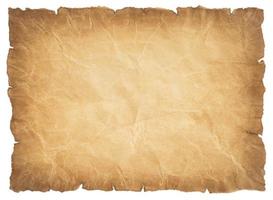 old parchment paper sheet vintage aged or texture isolated on white background photo