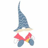 Little funny cartoon gnome in hat isolated on white background vector