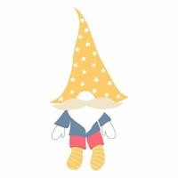 Little funny cartoon gnome in hat isolated on white background vector