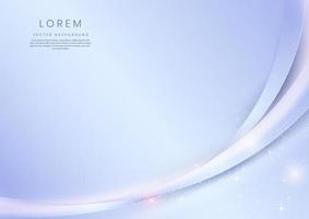 Abstract elegant light blue curved shape line overlap on light blue clean background with lighting and spakle. vector