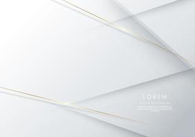 fondo de flecha blanca y plateada de plantilla de lujo moderno 3d abstracto con brillo de luz de línea de brillo dorado. vector