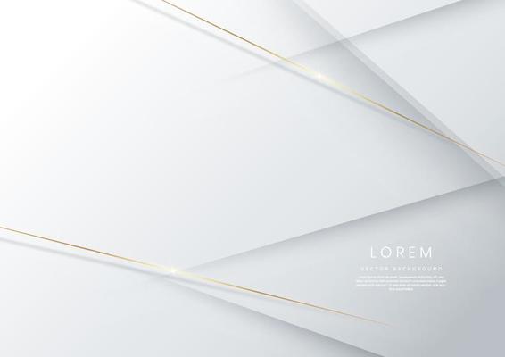 Abstract 3d modern luxury template white and silver arrow background with golden glitter line light sparkle.