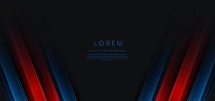 Abstract red and blue gradient geometric diagonal layer on black background with copy space for text. vector