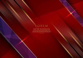 Abstract luxury golden lines diagonal overlapping on red background. Template premium award design. vector