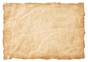 old parchment paper sheet vintage aged or texture isolated on white background photo