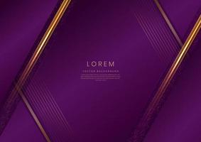 Elegant diagonal violet luxury background with lines golden border. Template premium award design. vector