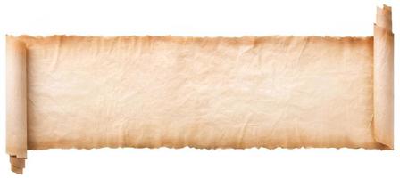 old parchment paper scroll sheet vintage aged or texture isolated on white background photo