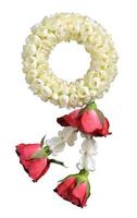 jasmine garland symbol of Mothers day in thailand on white background with clipping path photo