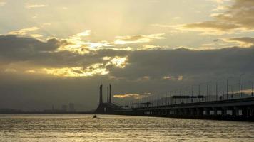 Timelapse golden ray over Penang Bridge video