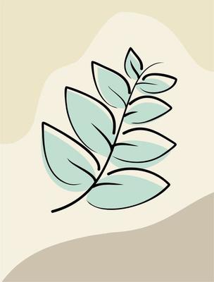 Abstract leaf minim hand drwaing Modern Design. Wall art with lines shape, trendy design, contemporary artwork concept