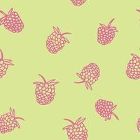 raspberries and blackberries seamless pattern. fruits hand drawn in doodle style. berries in simple line art vector