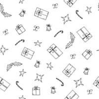 christmas and new year seamless pattern. hand drawn illustration in doodle style. vector