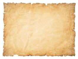 old parchment paper sheet vintage aged or texture isolated on white background photo