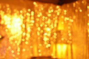 Golden glitter bokeh lighting texture Blurred abstract background for birthday, anniversary, wedding, new year eve or Christmas photo