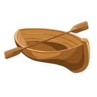 Vector image of a wooden boat with oars isolated on a white background. Concept. Cartoon style. EPS 10