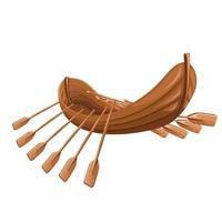 Vector image of a wooden boat with oars isolated on a white background. Concept. Cartoon style. EPS 10