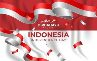 plantilla de banner de paisaje del día de la independencia de indonesia con elementos de bandera y fondo vector