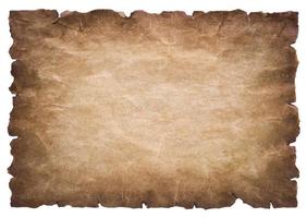 old parchment paper sheet vintage aged or texture isolated on white background photo