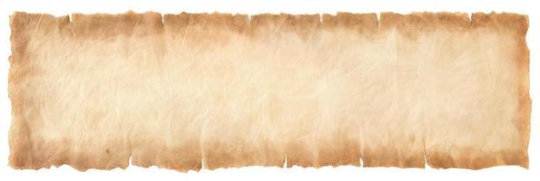 old parchment paper sheet vintage aged or texture isolated on white background photo