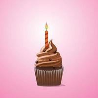 Cupcake with candle vector