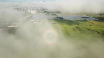 Aerial rainbow halo ring shown at the opposite direction of sun video