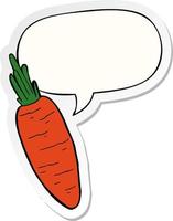 cartoon carrot and speech bubble sticker vector