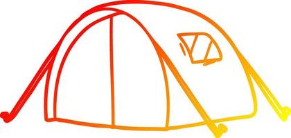 warm gradient line drawing cartoon tent vector