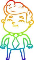 rainbow gradient line drawing happy cartoon man vector