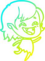 cold gradient line drawing cartoon laughing vampire girl vector