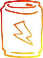 warm gradient line drawing cartoon can of energy drink vector